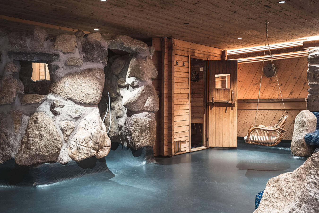 Sauna and stone shower